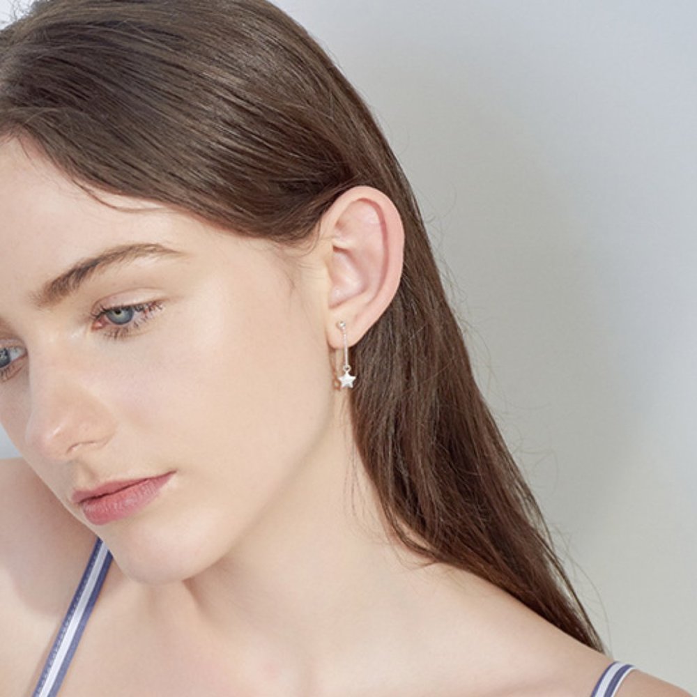 💙Star Chain Earrings Asymmetric Design - Picture 11 of 12
